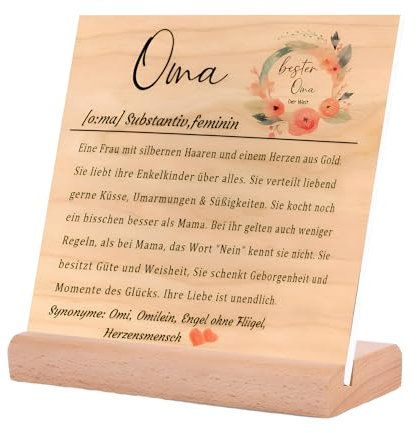 Oma Geschenk Geburtstag von Enkel/Enkelin, Handgemachte Holzschilder Heimat Dekoration, Oma Geburtstagsgeschenk Weihnachts Muttertag Geschenk