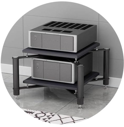 Armadietto Audio Rack Hifi Scaffale Av Supporto Tv Mdf A 1/2 Livelli - Robusto Supporto Per Giradischi Con Spazio Per Stampante - Mobili Multifunzionali Per Unità (Size:70*70*50cm(2Tier),Color:Nero)