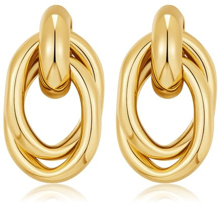 LILIE&WHITE Goldkette baumelnde Ohrringe für Frauen Tropfen Ohrringe Ohrstecker Hypoallergen Ohrringe Mode Ohrringe Geschenk Ohrringe, Messing, Kein Edelstein