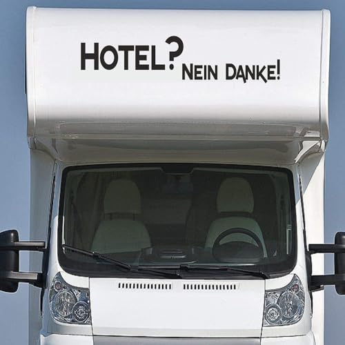 Rakelfix Wohnmobil Wohnwagen Aufkleber Spruch Hotel? Nein Danke! ca 160cm WOMI WOWA Camping Van Sticker Autoaufkleber