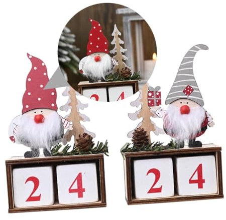 AOKWAWALIY 2 Stück 2020 Weihnachten hölzerne Kalenderverzierung kinder weihnachtsdeko wooden advent calendar Tischdekoration Feiertagsdekorationskalender Tischkalender ältere