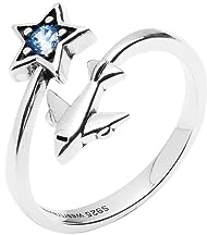 Verstellbarer 925 Sterling Silber Flugzeug-Ring mit blauem Zirkonia - Elegantes Geschenk für Reisende Frauen - Modell Rio