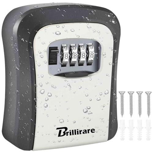 Brillirare Key Cabinets Lock Box, Waterproof Combination Lockbox, 4 Digits Resettable Key Safe Hider, Upgraded Large Capacity Password Box for House Keys, Car Keys, ID Cards with Mounting Kit