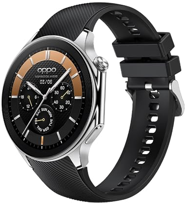 GIOPUEY Armband Kompatibel mit OnePlus Watch 3/2/2R/OPPO Watch X, Weiches Silikon Armband [Verschleißfest] [Atmungsaktiv] Ersatzarmband - Black