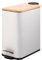 JS Maison 1.3 Gallon, 5L Rectangular White Steel Trash Can with Bamboo Lid and Foot Pedal, Garbage Bin with Removable Inner Wastebasket for Bathroom, Bedroom and Office