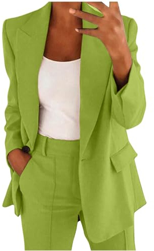 Damen Mode Anzug Business Casual Zweiteiler Elegant Einfarbig Tracksuit Langarm Blazer Hosenanzüge Sommer Herbst Loungewear Hoher Taille Hose Freizeitanzug Temperament Set