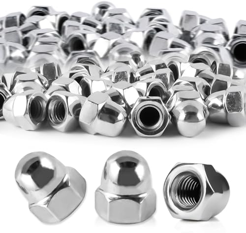 50 pezzi Dadi Ciechi M8 Acciaio Inox Esagonali DIN 1587 Set Dadi Ciechi Alti M8 per Viti, Bulloni Filettati, Barre Filettate