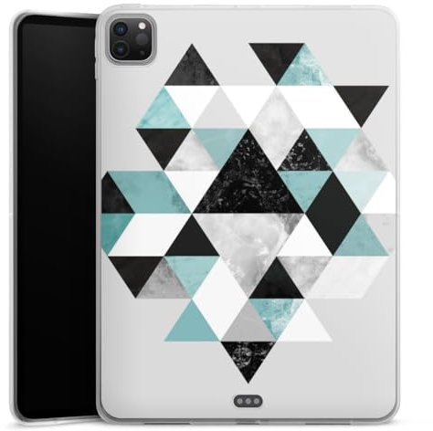 DeinDesign Coque en Silicone Compatible avec Apple Apple iPad Pro 11 4. (2022) Coque Coque pour Tablette Graphique Turquoise Triangles