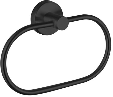 Towel Ring for Bathroom, Matte Black Towel Bar Hangers Wall Mount, Stainless Steel Hand Towel Holder, Modern Round Towel Hanger by Eolax