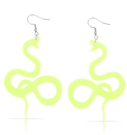Made by Nami Neon Ohrringe Hängend Damen Festival Accessoires Schmuck für Raver Outfit (Schlange)