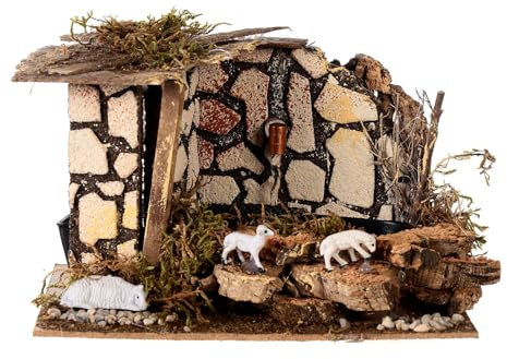Fontana con Pompa e Animali presepe 10cm 15x20x15cm