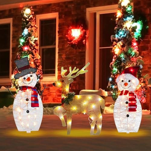 LED Penguin Christmas Decoration Set - Luminescent Garden Acrylic Set (Requires Assembly)