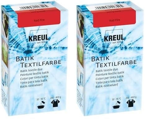 KREUL 98524-Colorante Rojo Fuego, 70 g, Color en Polvo para Batik y teñido de Textiles, Red, Standard (Paquete de 2)