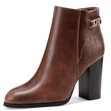 QUEEN HELENA Botines de tacón alto Casual Mujer X31-121, cuero, 39 EU