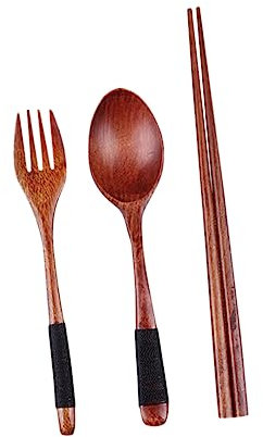 Amosfun Set Aus Holzbesteck Tragbares Besteck Reisebesteck Campinggeschirr Reiseutensilien Campinggeschirr Und Utensilien Tragbare Utensilien Utensilien Aus Bambus