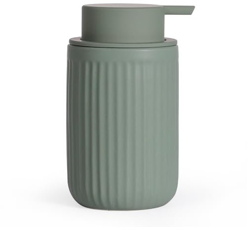 Autumnlife Seifenspender Grün Spülmittelspender Keramik Seifenspender mit Großer Pumpenkopf, Nachfüllbarer Flüssigseifenspender Matt Grün Soap Dispenser Geeignet für Küche,Bad - 350ml