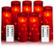 JINYANIA Flammenlose LED Kerzen, Batteriebetriebene Stumpenkerzen mit eingebetteter Sternschnur-Lichterkette, Mit Fernbedienung und Timer, Home Dekoration Romantische, Set von 7 Schrägen（Rot）