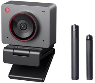 OBSBOT Meet 2-4K Webcam for PC Bundle Extendable Tripod, AI Framing 1/2 Sensor Streaming Carema, Beauty Mode, Lightweight, Gesture Control, HDR