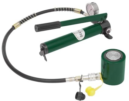 NINGXUE 20T Hydraulic Ram Jack + cp-180 Hand Pump with Pressure Gauge, 2 Inch Low Profile Hydraulic Cylinder Jack Porta Power Kit, Portable Small Hydraulic Jack 20Ton