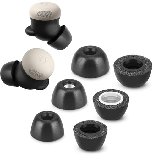 Memory Foam Tips for New Google Pixel Buds Pro 2 / Pixel Buds Pro, No Silicone Eartips Pain, Anti-Slip Replacement Ear Tips, Fit in the Charging Case, 3 Pairs (S/M/L, Black)