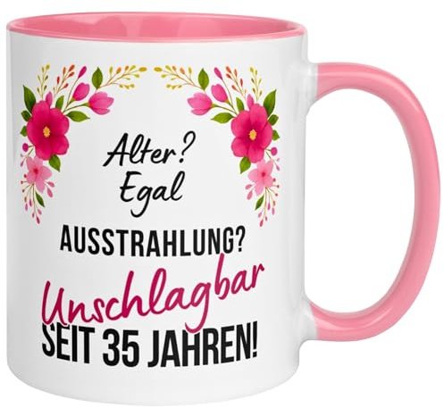 Geschenk zum 35 Geburtstag Frau | Ausstrahlung? Unschlagbar seit 35 Jahren | Geschenk Tasse zum 35. Geburtstag mit Spruch | 35ter Geburtstagstasse | Geburtstagsgeschenk für Frauen | Made in Germany