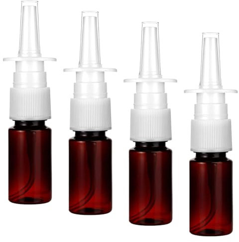 CATOR 4 Pièce 20ml Vaporisateurs Nasaux Vide en Plastique, Brun Spray Nasal Vides, Réutilisable Flacon Pulvérisateur Nasal avec Entonnoirs et Étiquette, pour Parfum, Huiles Essentielles - ambre