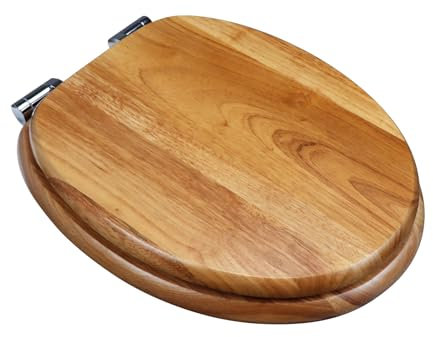Fanmitrk Natural Solid Wood Toilet Seat-Wooden Toilet Seat,Soft Close with Metal Hinges,Easy to Install Easy to Clean