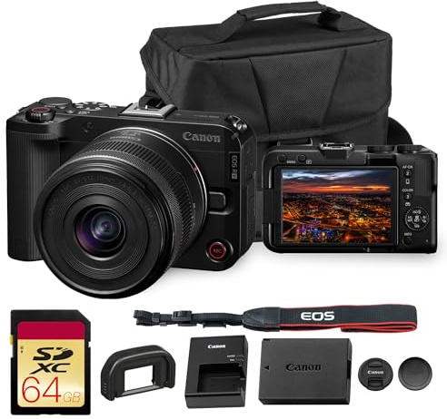 Canon EOS R50 V Mirrorless Camera with 14-30mm f/4-6.3 RF-S Lens | 4K Video, Dual Pixel Autofocus, Flip Screen | Compact RF Mount Vlog Camera Kit with Bag and 64GB Card