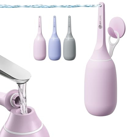 ZEY LUXE Bidet de voyage portable - Bidet manuel portable pour soins post-partum, hygiène personnelle et de voyage, bouteille souple à presser avec crochet mural, sac de transport (rose, 400 ml)