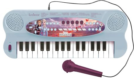 Lexibook, Frozen, Electronic Keyboard, 32-Keys Piano, Microphone for Singing, 22 Demo Songs, Battery Operated, Blue/Purple, K703FZLXB