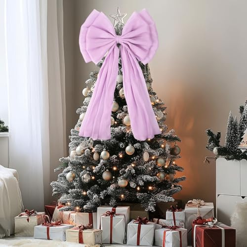 Weihnachtsschleifen, Weihnachtsbaumspitze, Dekoration, Schleife, Dekoration für Kranz, Haustür, Zuhause, Urlaub, Partygeschenke (lila, 60 x 33 cm)