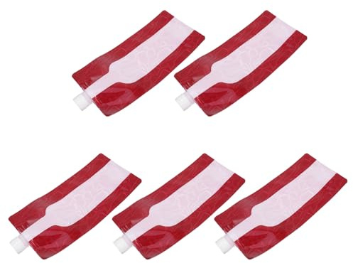 AMUSLESUR 5 pièces Lot de Pochettes à Vin Pliables Étanches Réutilisables Plastique Alimentaire Poche Portable pour Transport de Bouteilles de Boissons pour Voyage et Fête