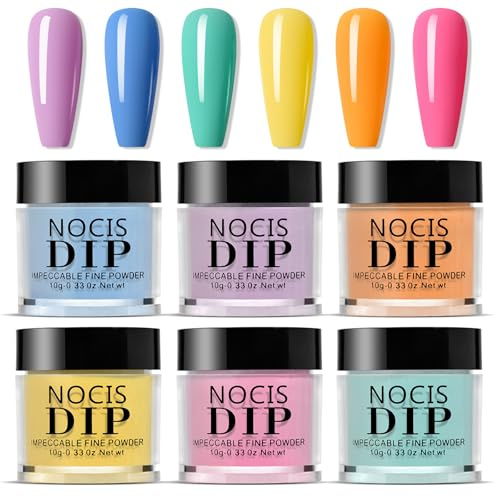 Aumotop 6 Colors Nail Dipping Powder Set Long-lasting Fast-drying No UV/LED Lamp Needed for DIY Salon Nail Art Manicure (NCSKJ-63)