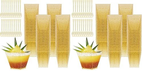 KOOSREEL - Tazas de postre (50 unidades, 60 ml/2 oz) - Vasos de postre con 50 cucharas mini tazas de postre - Vasos de postre reutilizables de plástico para espuma, tiramisú, cumpleaños (Paquete de 2)