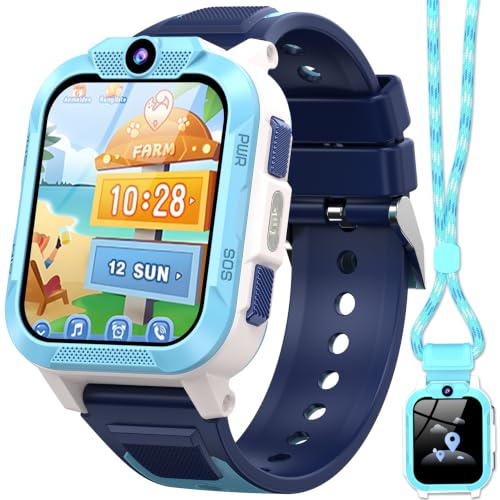 Kids Smart Watch,4G Smart Watch for Kids Watch with Video Call,GPS, SOS Video Voice Chat,School Mode,LED,Games,850mAh Battery,IP68 Waterproof,Kids GPS Tracker Phone Watch,Birthday Toy Gifts for 4-12