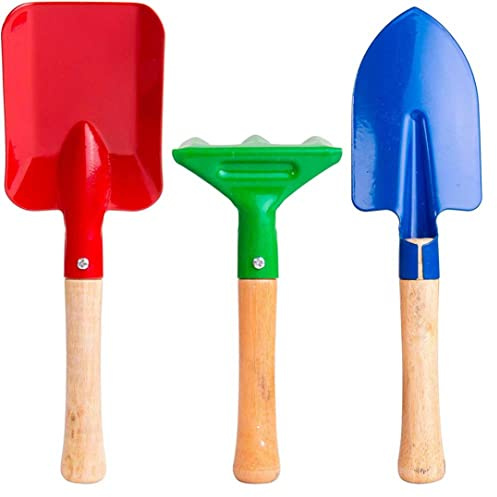 Otbushit Kinder-Garten-Set: 3-teiliges Kinder-Gartenwerkzeug, Spielzeug, Spaten, Laubharke, Mini-Lernen im Freien für – Puzzle-Spiel