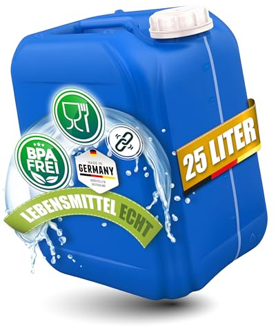 Kosmetex Bidon à eau 25 l, bleu, sans BPA et adapté à un usage alimentaire, bidon de 25 l, pour l'eau potable au camping, au jardin, à la maison et à l'extérieur