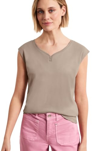 Street One Shirt mit gerundetem V-Ausschnitt Timeless beige 36