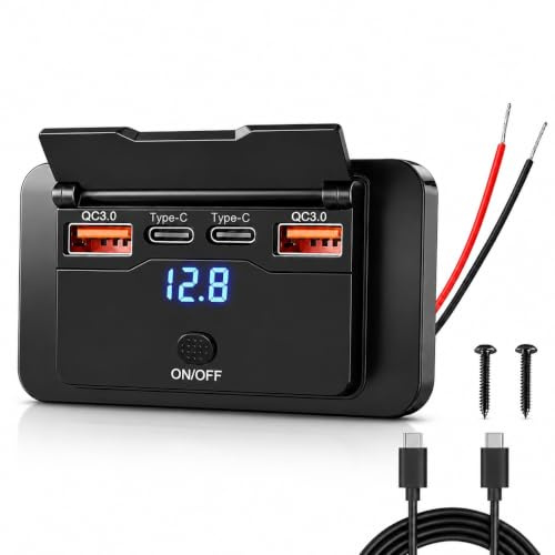 Medrialife 4 Anschluss USB Steckdose 12v Wohnmobil PD QC3.0 12v Auto Steckdose USB Steckdose für Wohnmobil LKW Wohnwagen Motorrad Boot