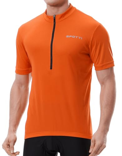 Spotti Men's Cycling Jersey Short Sleeve Shirt (Pack of 1) | Quick-dry, moisture-wicking bike shirt with an SBS full zipper for road biking, training and daily commutes