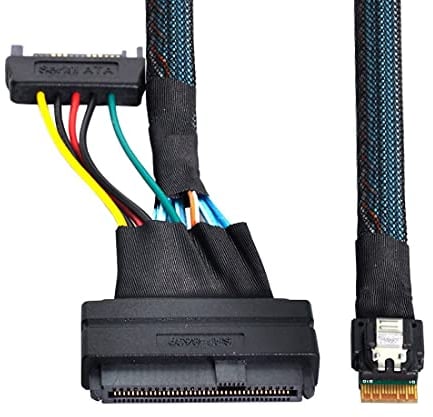 chenyang PCIe 4.0 SFF-8654 auf SFF-8639 Kabel mit SATA-Stromversorgung für U.2 SFF-8639 NVME SSD Motherboard Interne Erweiterung 1,64 FT/0,5 M