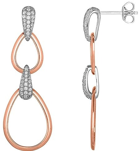 XENOX Ohrringe XS1476R Damen Ohrstecker Secret Circle Sterling-Silber 925 Bicolor Rose Weiß Zirkonia
