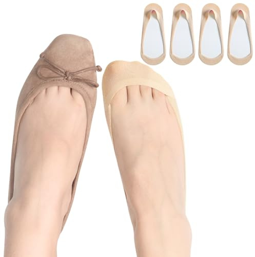 Soxbang Womens No Show Socks for Ballet Flats Heels Low Cut Nude