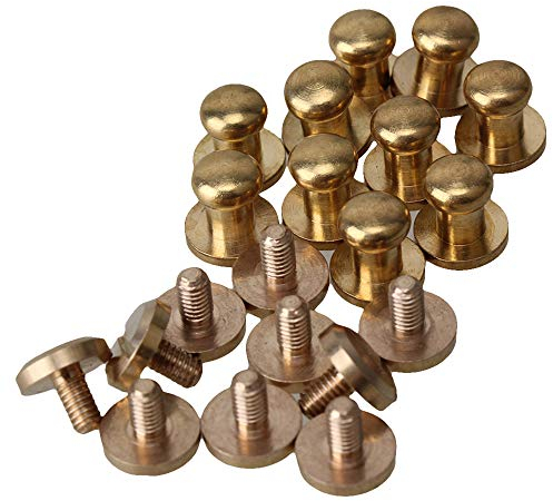 Yibuy 10 x Leder Craft Runde Kopf Nagel Nieten 8x6x8mm massivem Messing Chicago Schrauben