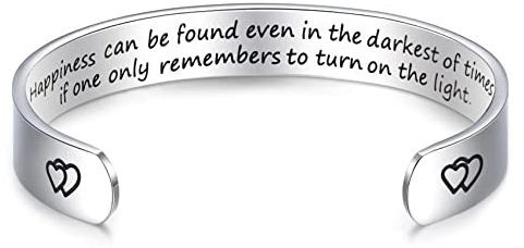 LParkin Happiness can be found even in the Darkest of Times Ermutigung Schmuck Armband Dekorationen Inspirational Motivational Gift, 3/8 by 6 inches, Metall