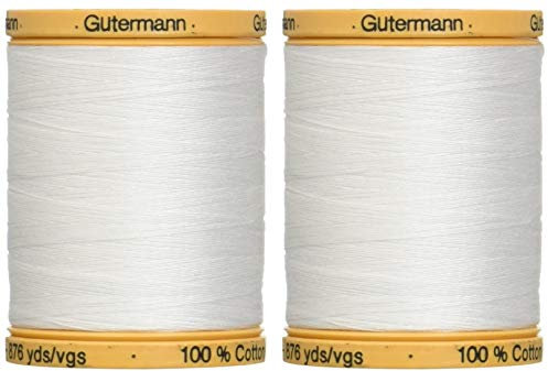 Gütermann Natürliches Baumwollgarn, einfarbig, in verschiedenen Farben erhältlich, baumwolle, weiß, 2er-Pack