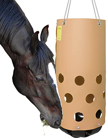 HeuToy 1x Heunetz Pferde, Futternetz, Heusack, mit Karabinerhaken, Größe 90x45 cm, Heunetz engmaschig 7x7 cm, artgerechte Fütterung verbessert Verdauung & Allergie, Futternetz Heusack bis 7 kg