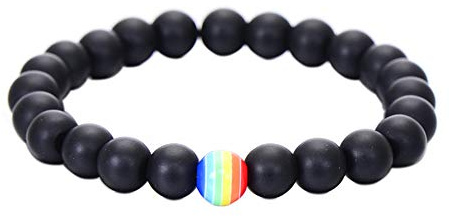 EROSPA® Kugel Perlen-Armband Rainbow/Regenbogen - Damen/Herren/Frauen/Männer - Pride Lesbian LGBT