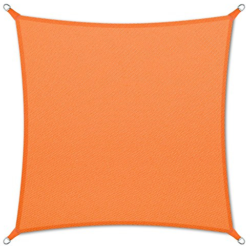 casa pura Sonnensegel mit Befestigungsset | für Garten, Balkon und Terrasse | wasserabweisend und atmungsaktiv | große Auswahl an Formen, Größen und Farben | Quadrat Orange 3x3 m + 4X Montagekit