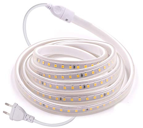 XUNATA 2m Actualizado 220V 2835 Tira LED, 120 LEDs/m Luces Blanco calido, IP67 Impermeable, Escalera de Techo Blancas Tira de LED Cocina Lights